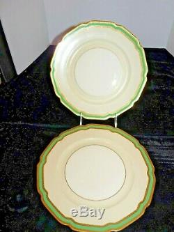 ROSENTHAL IVORY 10 Dinner Plates Gold Encrusted CORONATION Green Band SET 11