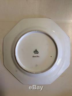 ROSENTHAL, QUEENS ROSE DINNER PLATE/S (set of 9) OCTAGONAL WITH INNER GOLD BAND