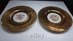 ROYAL CHINA Heavy 22KT Gold Dinner/Service Plates Floral Set of 12 CHEAP
