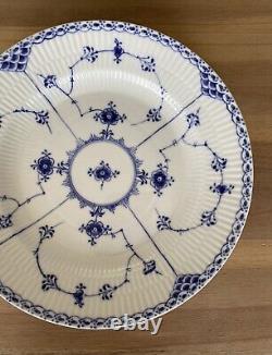 ROYAL COPENHAGEN Blue Fluted Half Lace Border Dinner Plate #571 Set of 2