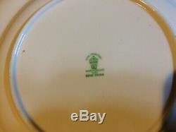 ROYAL CROWN DERBY Bone China Green Aves Services Dinner Plates Set of 10