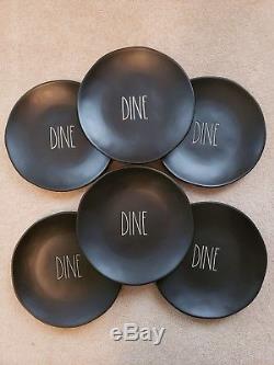 Rae Dunn Brand New Set Of six Black DINE dinner Plates