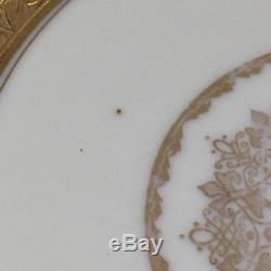 Rare Beautiful Vintage Set of 12 Haviland France Gold White 10 Dinner Plates