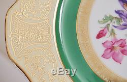 Rare PT Bavaria Tirschenreuth Floral Gilded Square Dinner Plates set of 6 c. 1930