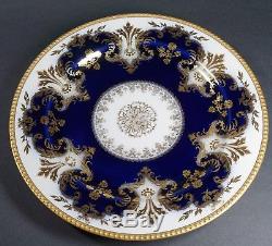 Rare Set Eight Haviland Limoges Schleiger H2317 Cobalt Blue Gold Dinner Plates
