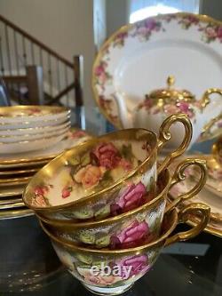 Rare Vintage Royal Chelsea Golden Rose Dinner set for 8. Mint