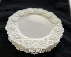 Rare Westmoreland OLD QUILT Milk glass DINNER PLATE Set Of 4 For One Price. Ex
