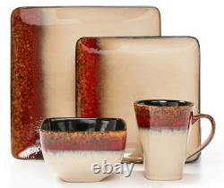 Red & Gold 32-Piece Dinnerware Set Old Square Dip-Dyed 8 Place Setting