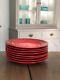 Red Le Creuset Dinner Plates Stoneware Cerise/cherry Red Set Of 8 Used 12