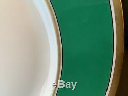 Richard Ginori Visconte Green Dinner Plates 10 3/8 Dia Set of 13 Gold Rim