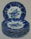 Ridgway Turkey (flow Blue) Dinner Plates Set Of Ten Plates Antique Flow Blue