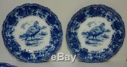 Ridgway TURKEY (FLOW BLUE) Dinner Plates SET OF TEN PLATES ANTIQUE FLOW BLUE