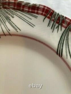 Robert Stanley Home Collection Dinner Plates Maroon Plaid and Wheat- Set of 4