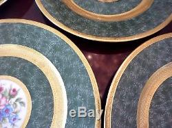 Rosenthal Continental Ivory Dinner Plate Set 8 Encrusted Gold Green Covingtons
