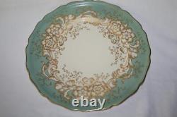 Rosenthal Ivory Germany #6279 Seafoam Green Gold Dinner Plates -Set of 12