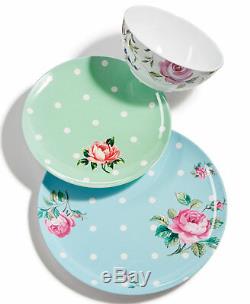 Royal Albert Vintage Mix Roses Picnic Melamine SET 12pc Dinner Side Plates Bowls
