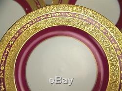 Royal Bavaria Hutschenreuther Encrusted & Raised Gold Dinner Plates Set Of 6