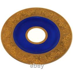 Royal Bavarian Hutschenreuther Gold Encrusted Blue Dinner Plate 10.75 LOT OF 12