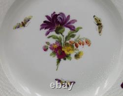 Royal Berlin KPM Hand Painted Flowers & Butterfly 9 3/4 Dinner Plate Set of 12