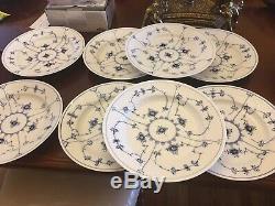 Royal Copenhagen Blue Fluted Plain Dinner Plate Set Of 8