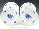 Royal Copenhagen Denmark #8549 Angular Blue Flower 10-1/8 Dinner Plates Set Of 4