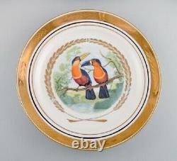 Royal Copenhagen. Set of six large dinner / decoration plates with birds