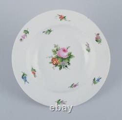 Royal Copenhagen, set of four rare and antique Saxon Flower porcelain plates