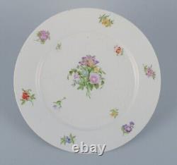 Royal Copenhagen, set of four rare and antique Saxon Flower porcelain plates