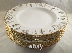 Royal Crown Derby Fine Bone China Vine Gold Pattern Set Of 10 Dinner Plates