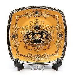 Royal Porcelain Medusa Yellow 16-pc Dinner Set, 24K Gold Plated Bone China