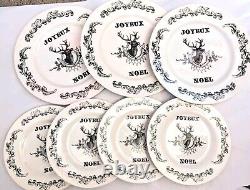 Royal Stafford Joyeux Noel Plate Set x7 Xmas 3 Dinner & 4 Salad Carly Dodsley A+