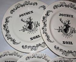 Royal Stafford Joyeux Noel Plate Set x7 Xmas 3 Dinner & 4 Salad Carly Dodsley A+