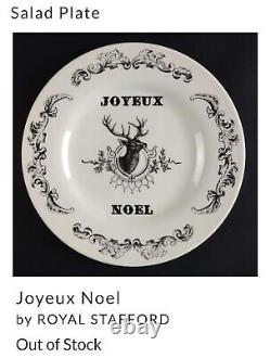 Royal Stafford Joyeux Noel Plate Set x7 Xmas 3 Dinner & 4 Salad Carly Dodsley A+