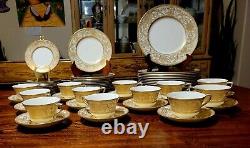 Royal Worcester 60 Pc 12 Set Embassy Gold Encrusted Dinner Plates Cups & Saucers