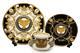 Royalty Porcelain 16-pc Dinner Set, Greek Amphora, Premium Bone China (black)