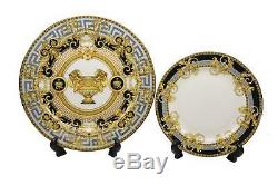 Royalty Porcelain 16-pc Dinner Set, Greek Amphora, Premium Bone China (Gray)