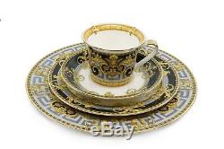 Royalty Porcelain 16-pc Dinner Set, Greek Amphora, Premium Bone China (Gray)