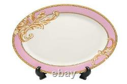 Royalty Porcelain 49-pc Dinner Set Pink Acanthus, Vintage Pink Banquet Set for 8