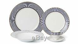 Royalty Porcelain Eloquent Blue 57-pc Banquet Dinnerware Set for 8, Bone China