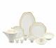 Royalty Porcelain Gold Geometry 57-pc Banquet Dinnerware Set For 8, Bone China