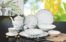 Royalty Porcelain Loren 57-pc Banquet Dinnerware Set for 8, Bone China