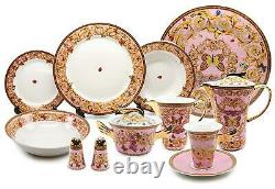 Royalty Porcelain Vintage Pink 49-pc Dinnerware Set'Ladybug