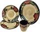 Rustic 16 Piece Dinner Table Set Traditional Flower Style Plates, Bowls & Mugs