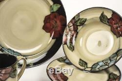 Rustic 16 Piece Dinner Table Set Traditional Flower Style Plates, Bowls & Mugs