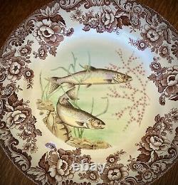 SALE Spode WOODLAND Stream Porcelain FISH Plates SET OF 6 Dinner Size 10.5