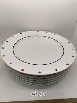 SASAKI Fine China Elements Dinner Plates Set of 9, Geometric Edge Design 10