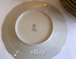 SCHLAGGENWALD Haas & Czjzek Embossed 22kt Gold 10.5 dinner plates dishes 12 set