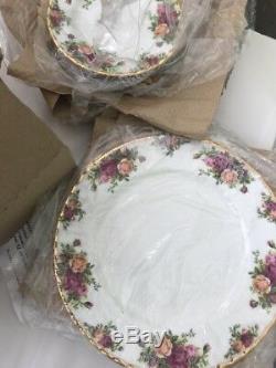 SERVICE FOR 4 ROYAL ALBERT OLD COUNTRY ROSES PLATES & CUPS SET. 20p+ Pieces NEW