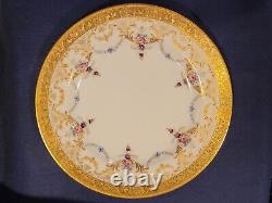 SET 12 Crown Sutherland ENGLAND Raised Gold Encrusted Floral Charger/Dinners