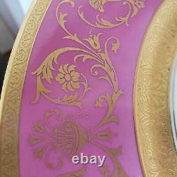 SET OF 12 Vintage Pink and Gold 11 Service Plate Hand gilt applied